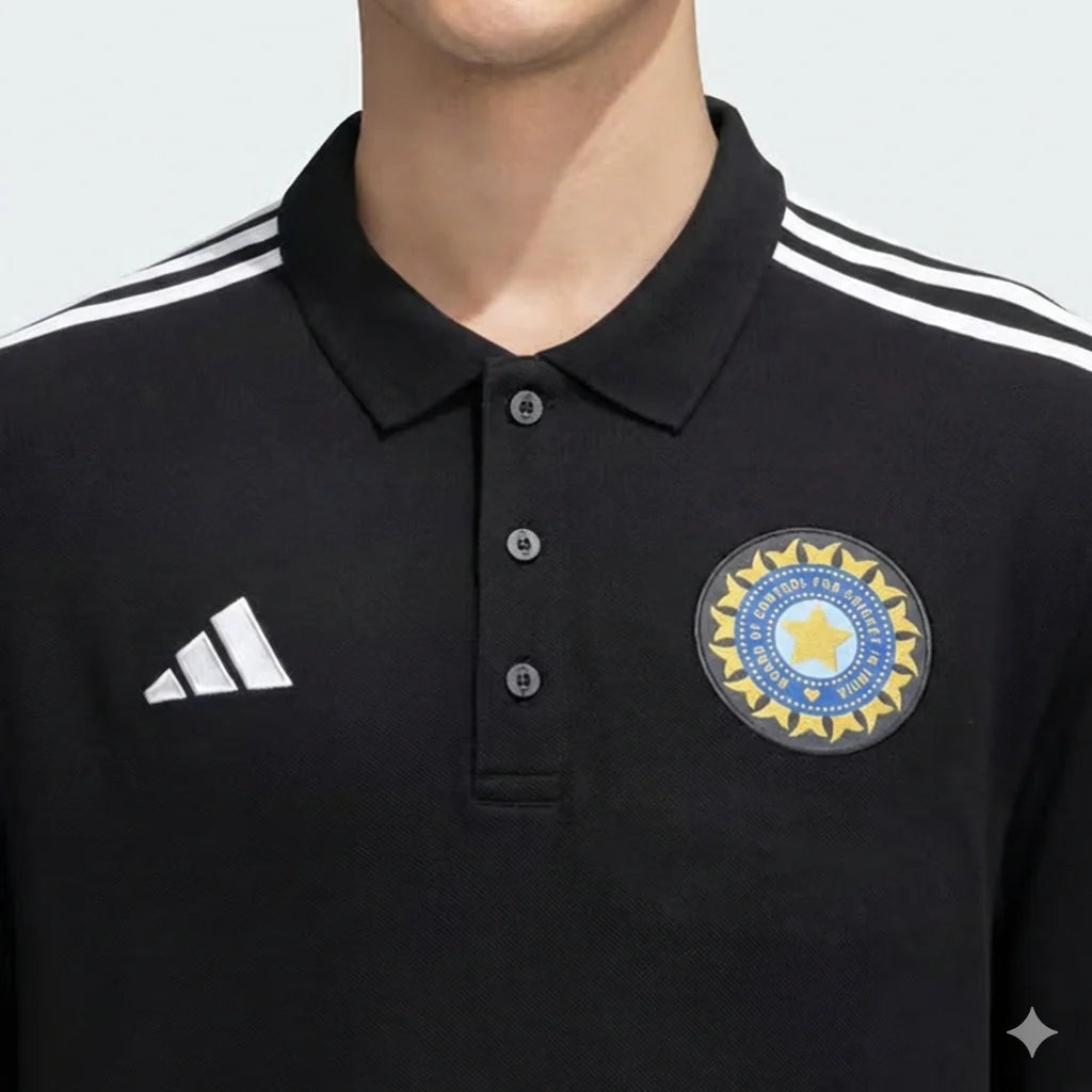 India Cricket Travel Black Polo 2026