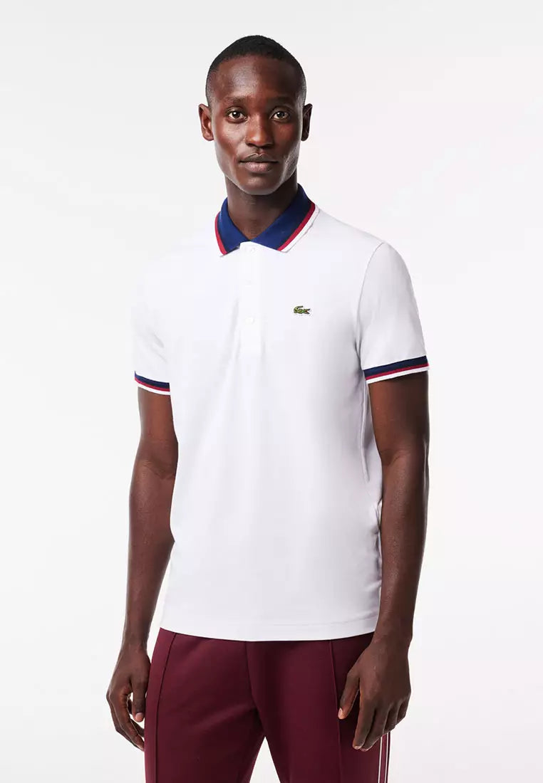 Contrast Collar and Cuff Stretch Polo Shirt